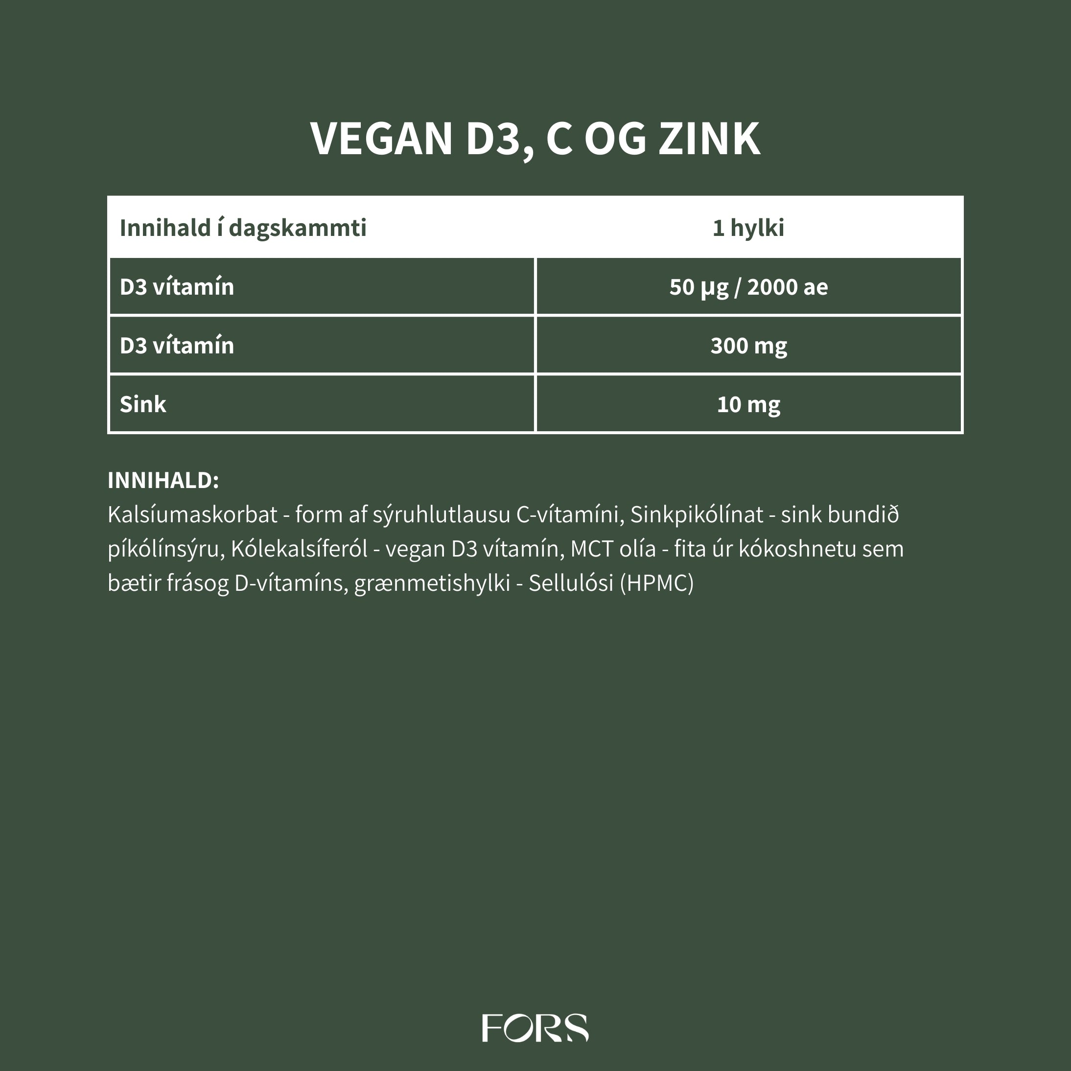 Vegan D3, C and Zink