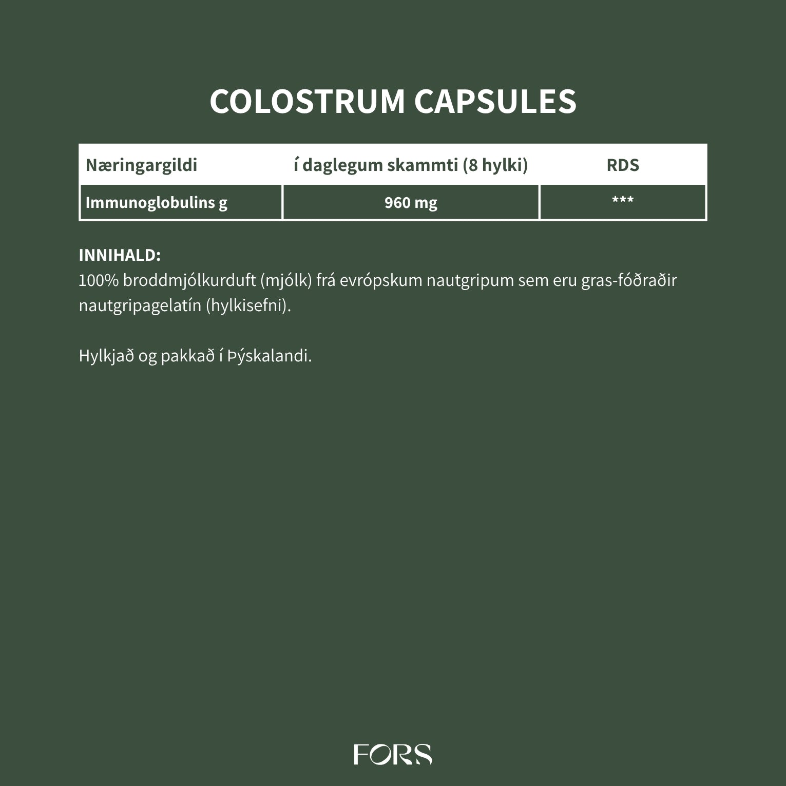 Grass-fed Colostrum hylki