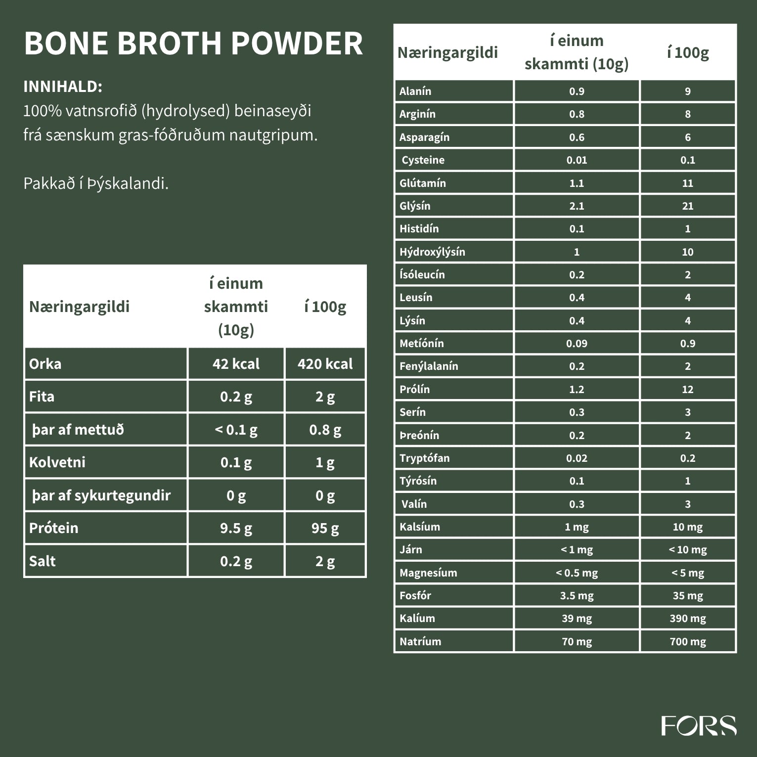 Grass-fed bone broth (beinaseyði)