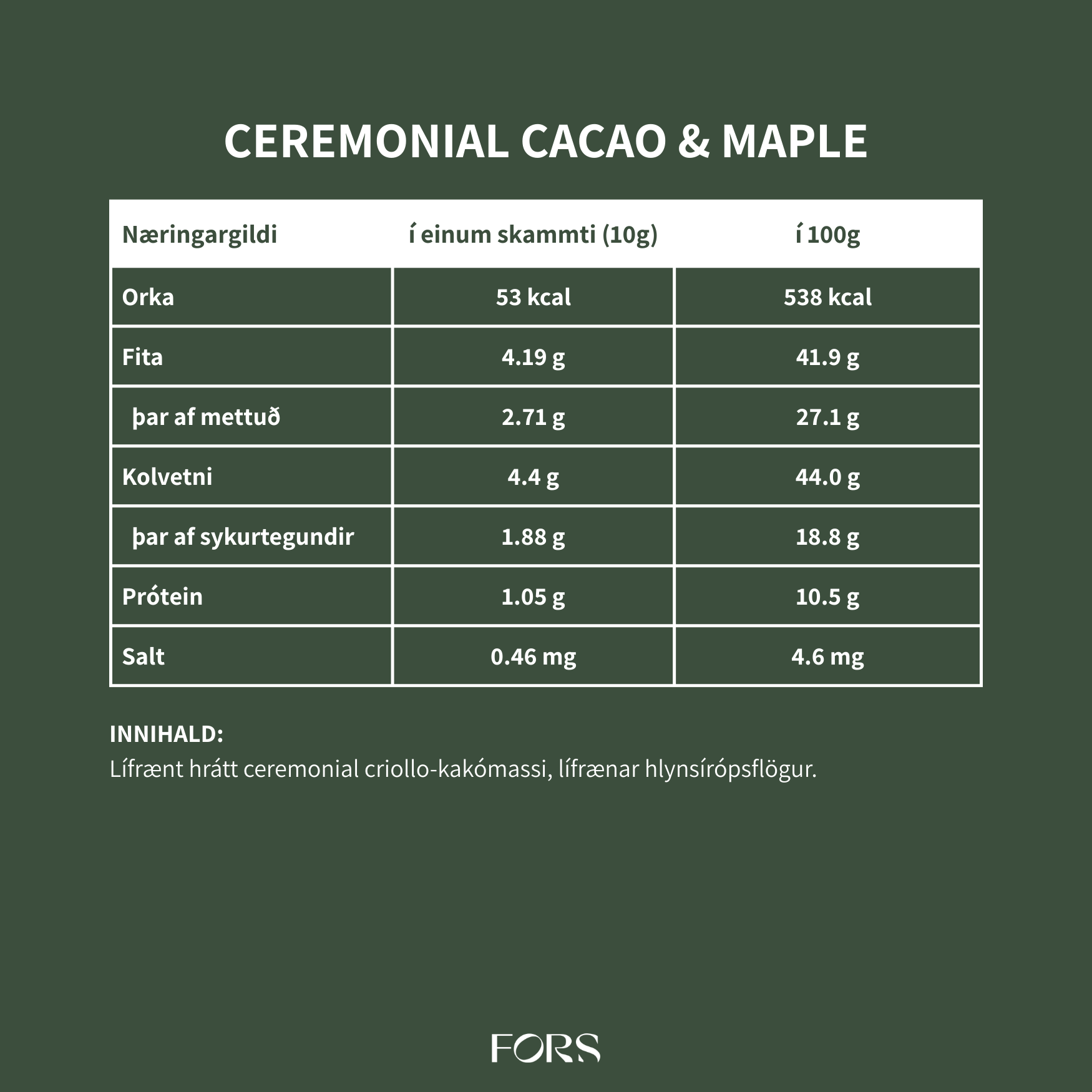 Ceremonial Cacao & Maple
