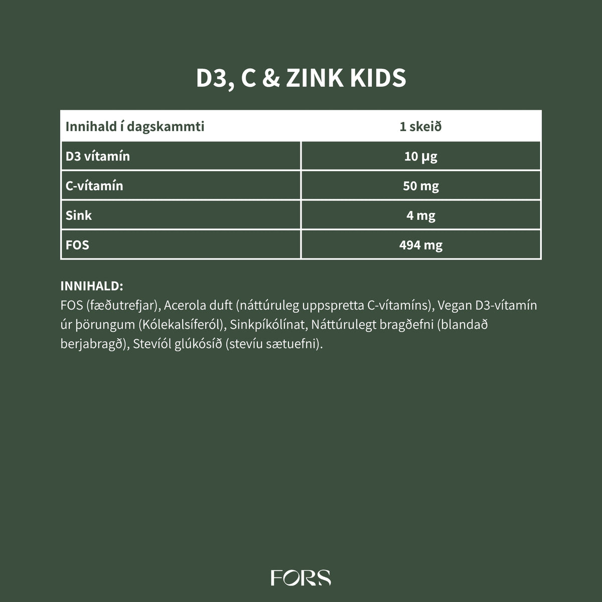 D3, C & Zink Kids Nordbo - vítamín fyrir börn