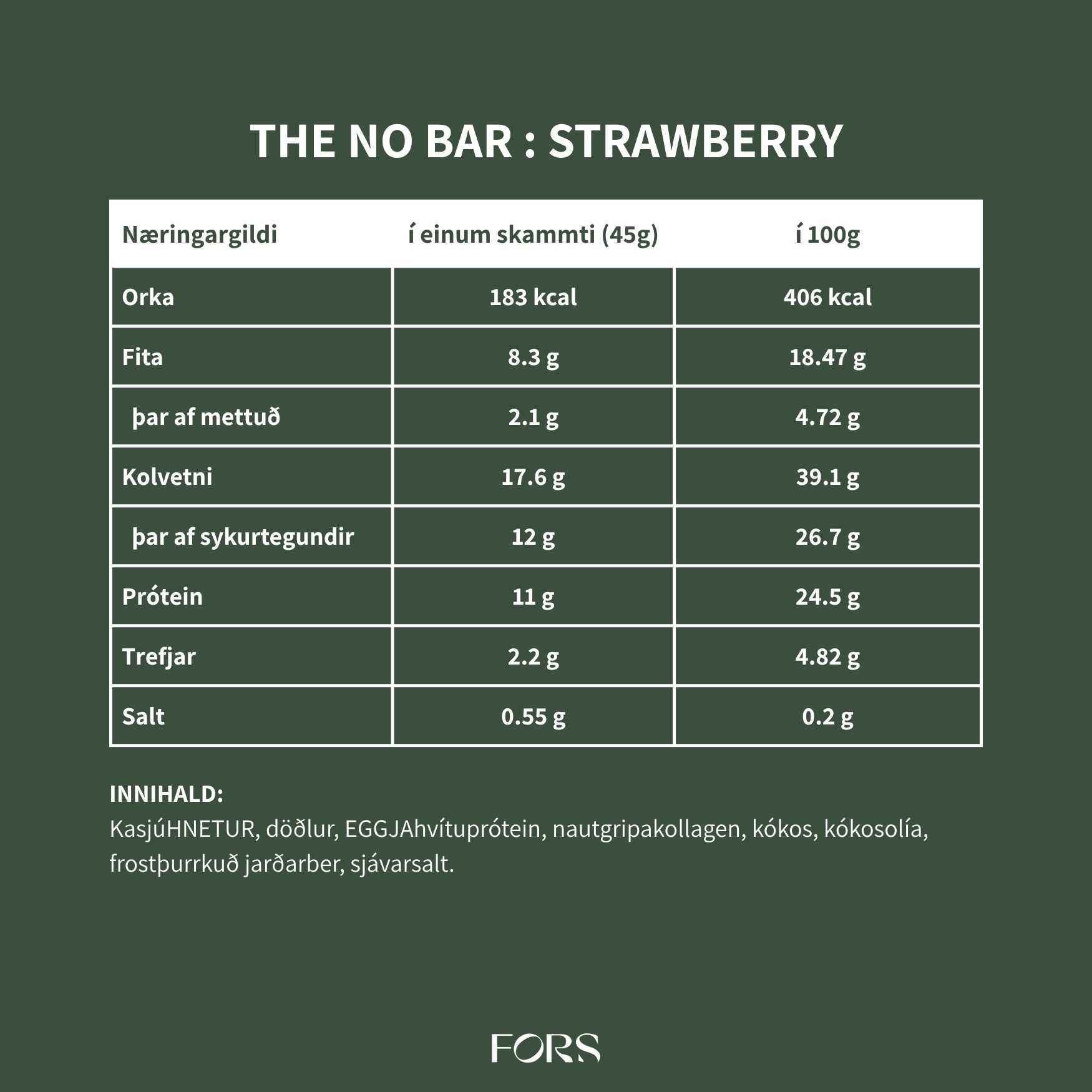 The No Bar - Proteinstykki - Strawberry - 12 Stykki