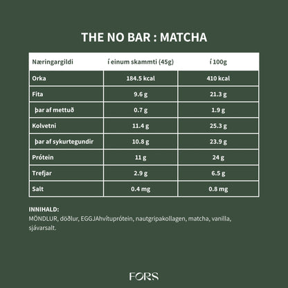 The No Bar - Próteinstykki - Matcha