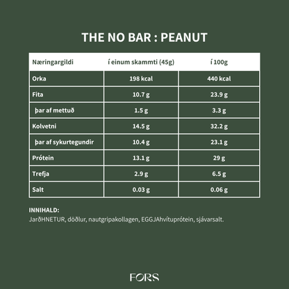 The No Bar - Proteinstykki - Peanut - 12 Pakkar