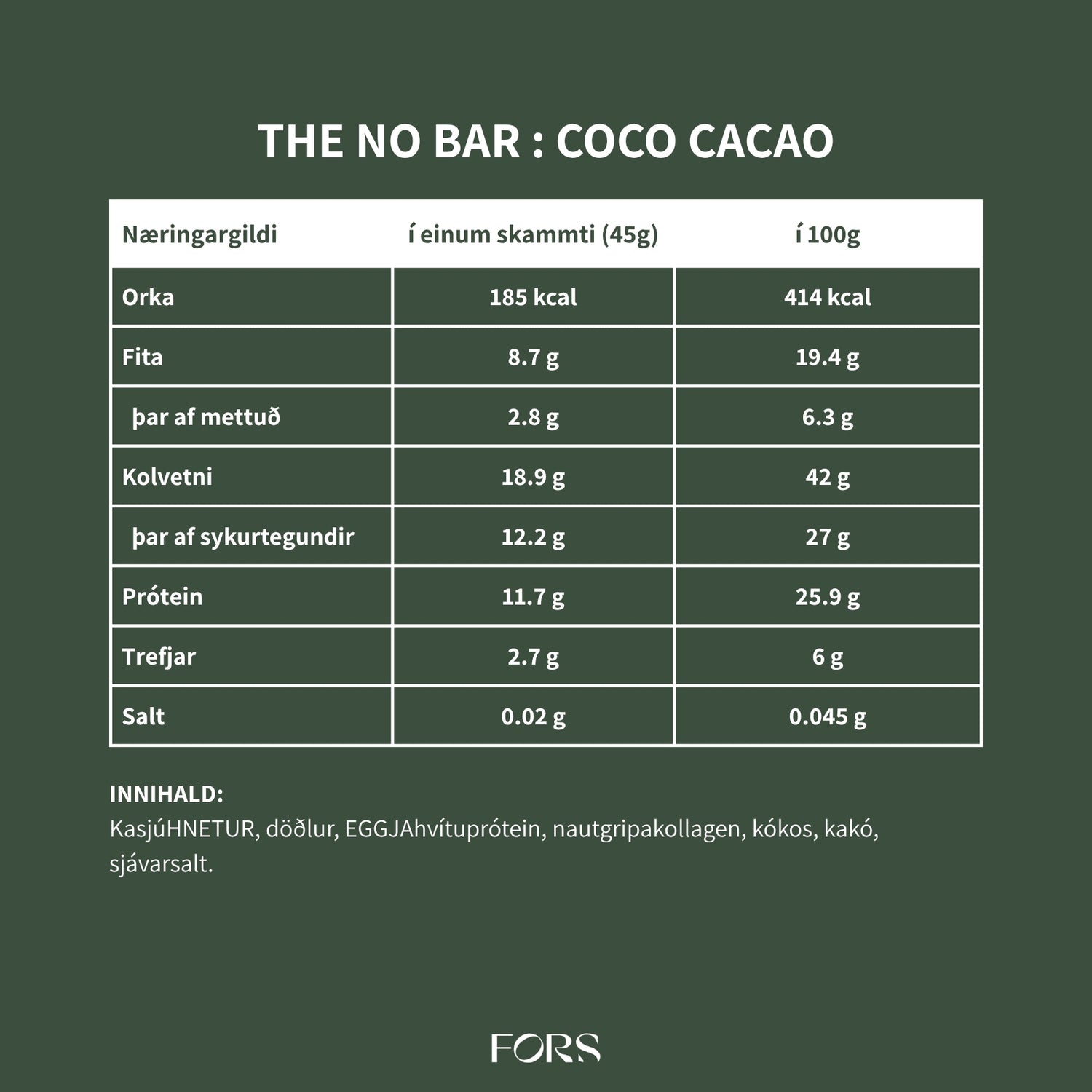 The No Bar - Próteinstykki - Coco Cacao