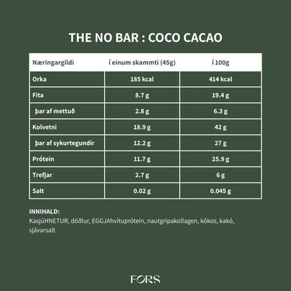 The No Bar - Próteinstykki - Coco Cacao