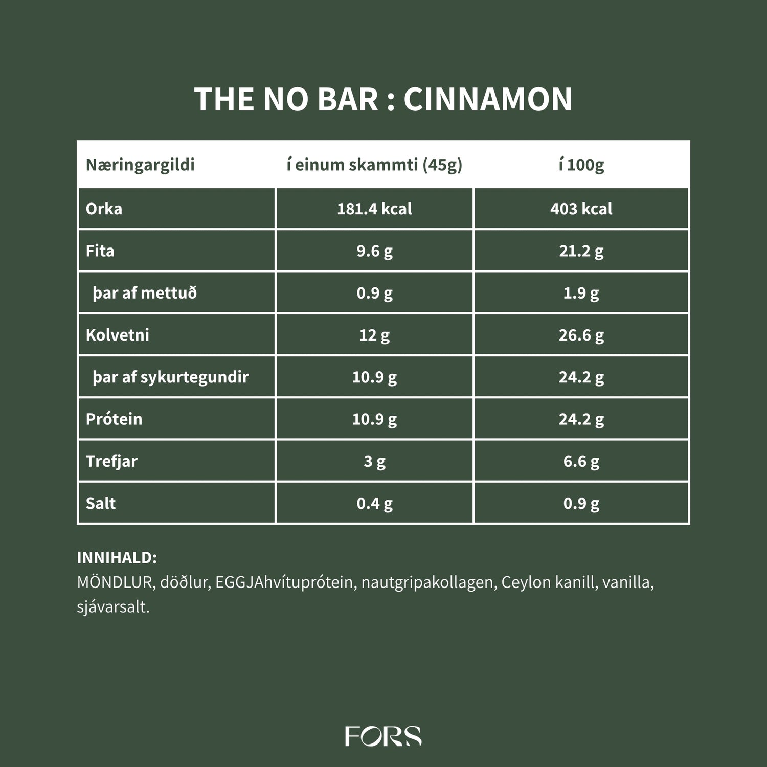 The No Bar - Próteinstykki - Cinnamon