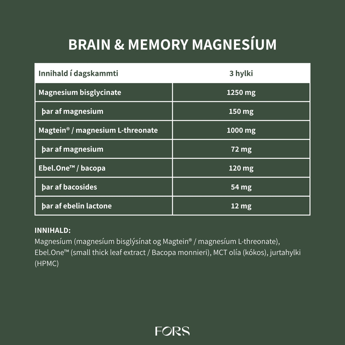 Brain &amp; Memory Magnesíum Nordbo (L-Threonate)