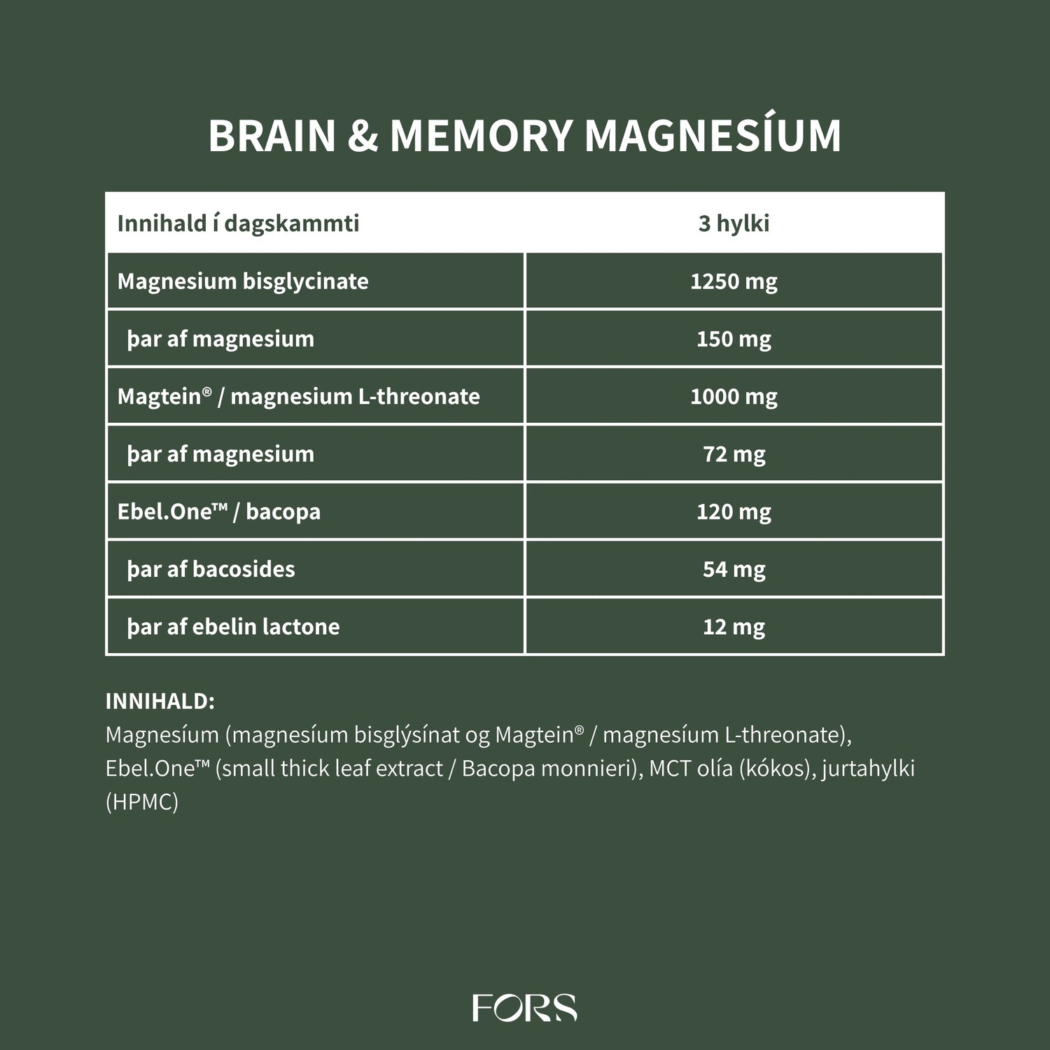 Brain &amp; Memory Magnesíum Nordbo (L-Threonate)