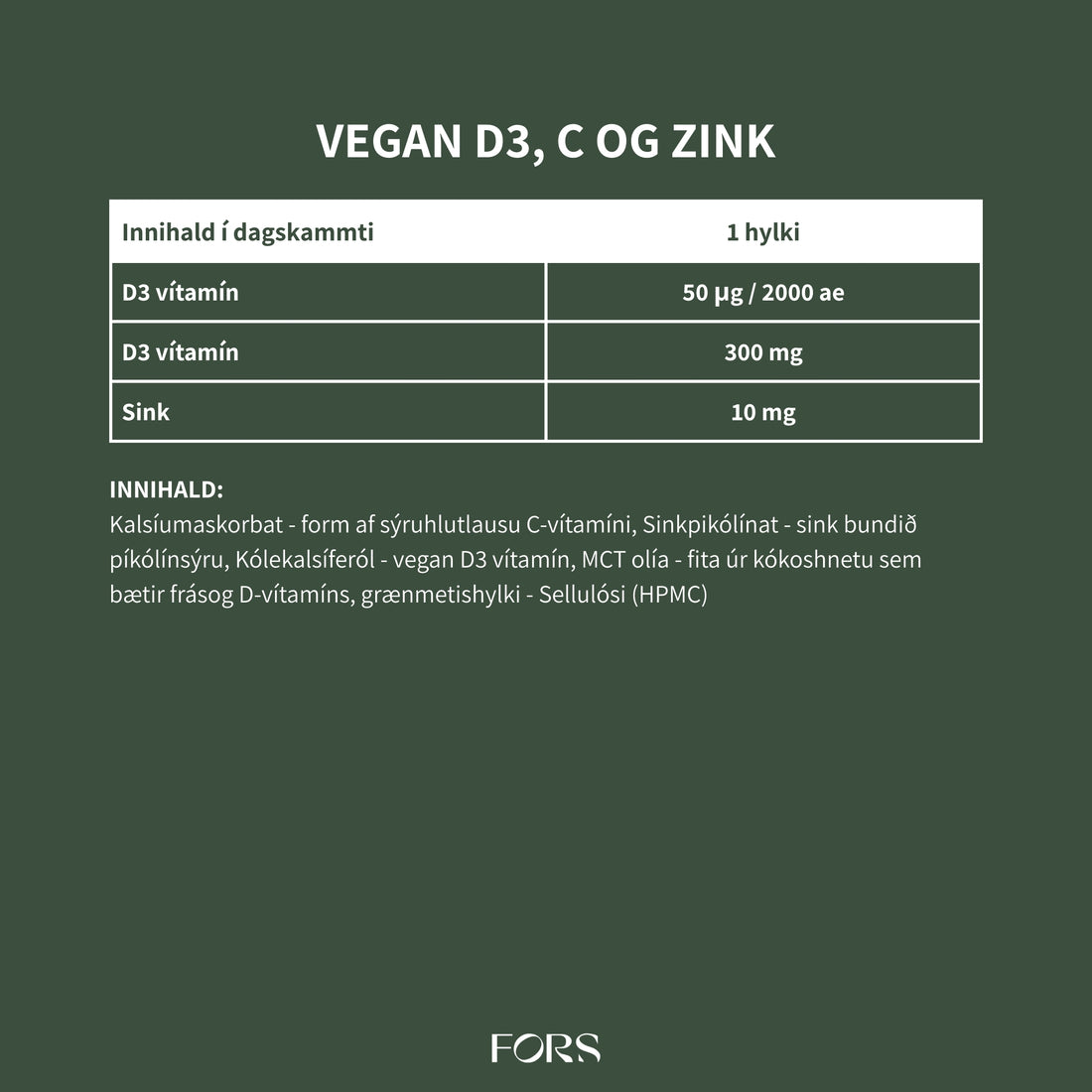 Vegan D3, C and Zink