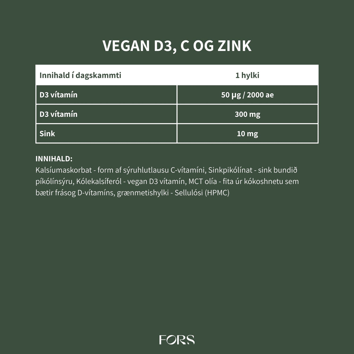 Vegan D3, C and Zink