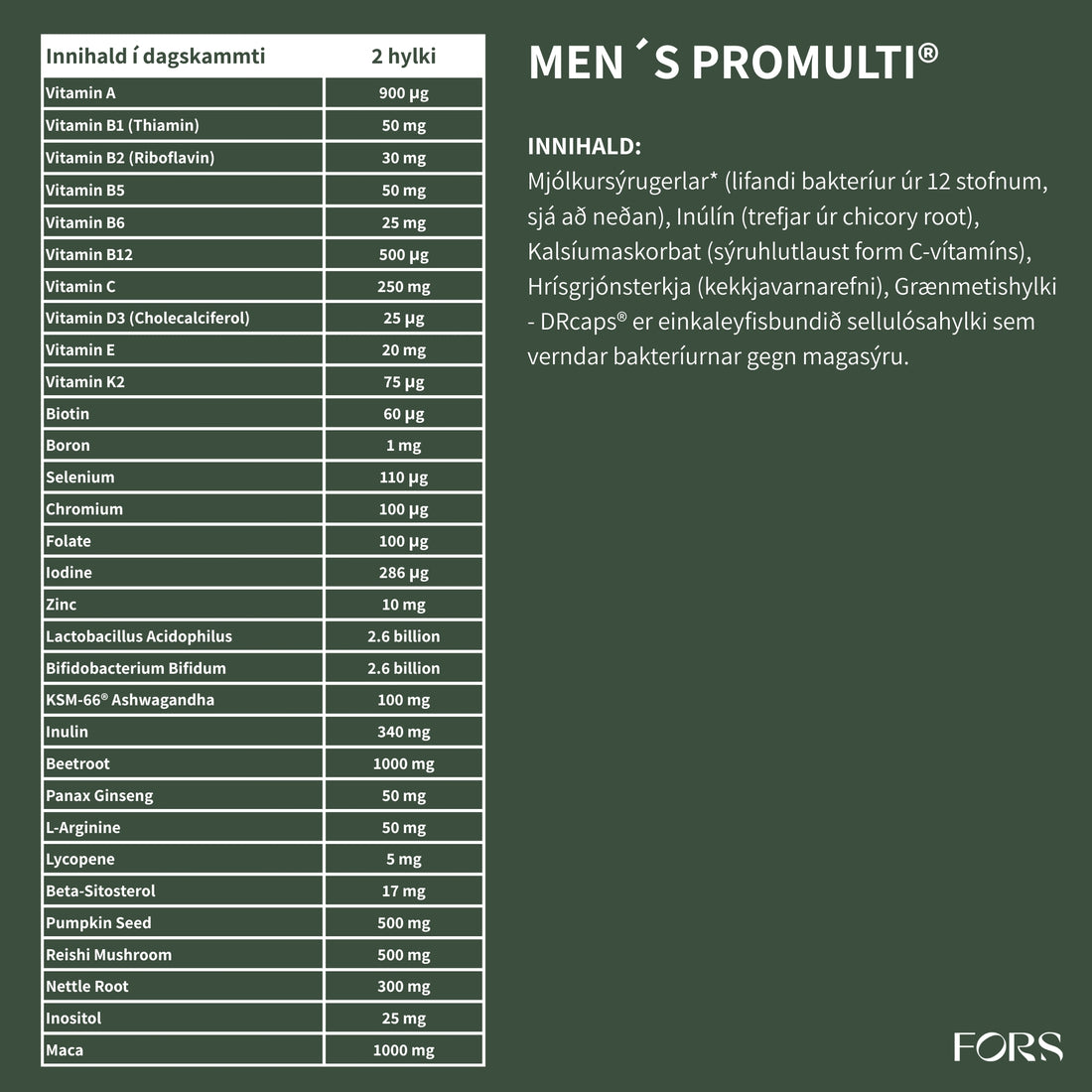 Men´s ProMulti® vítamín fyrir karlmenn (Blöðruhálskirtill og testósterónframleiðsla)