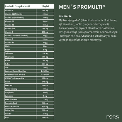 Men´s ProMulti® vítamín fyrir karlmenn (Blöðruhálskirtill og testósterónframleiðsla)