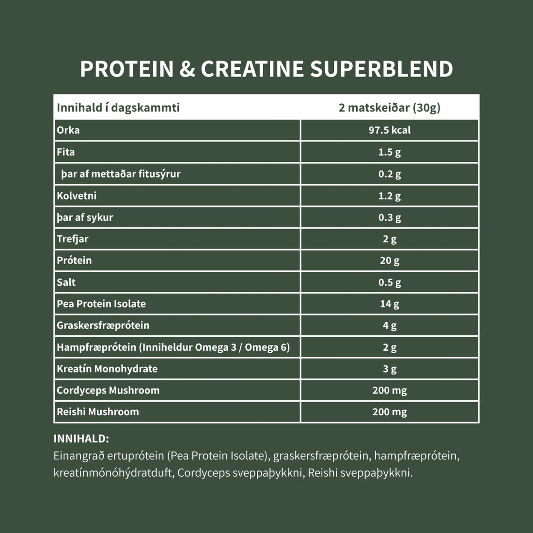 Protein &amp; Creatine Superblend - Plöntuprótein