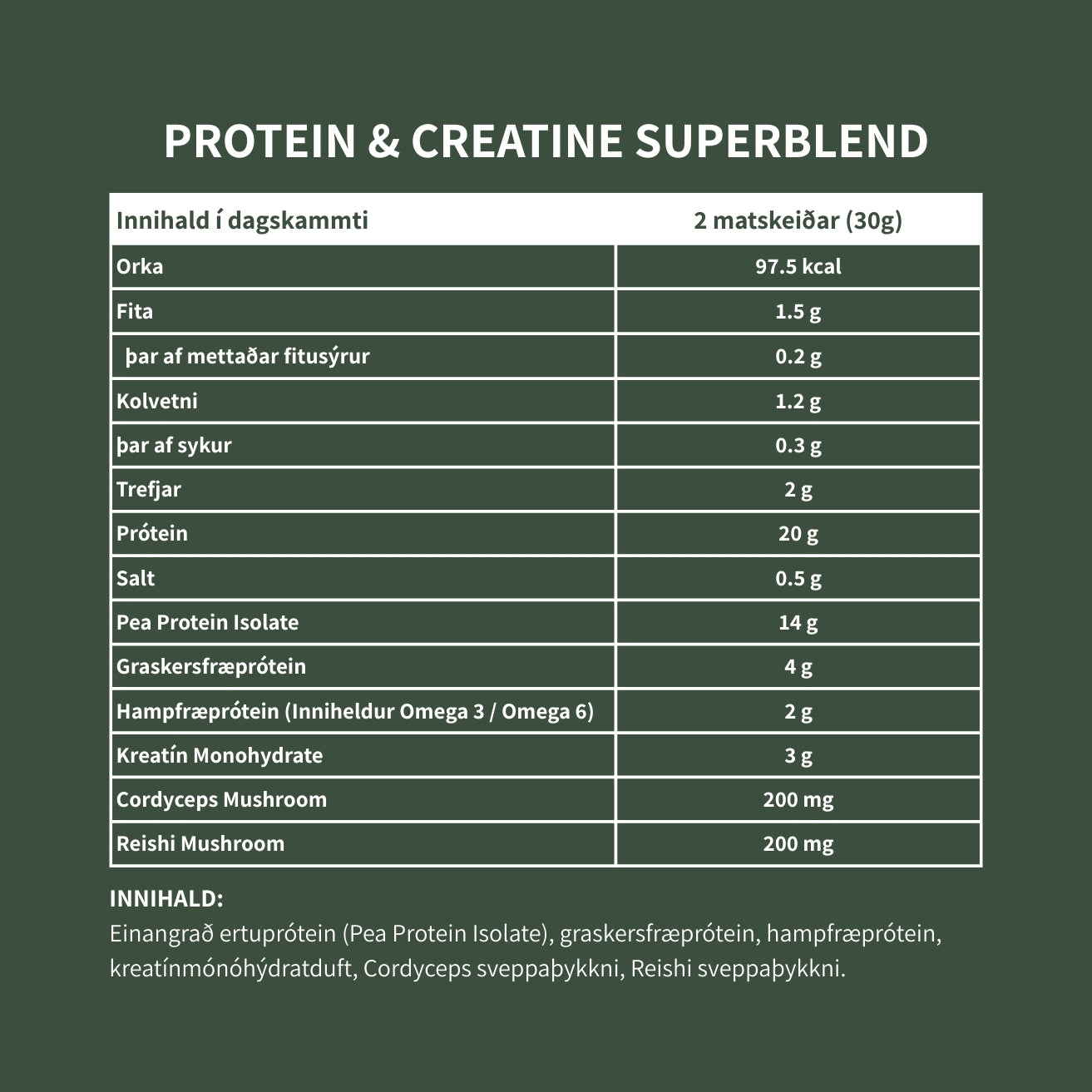 Protein &amp; Creatine Superblend - Plöntuprótein
