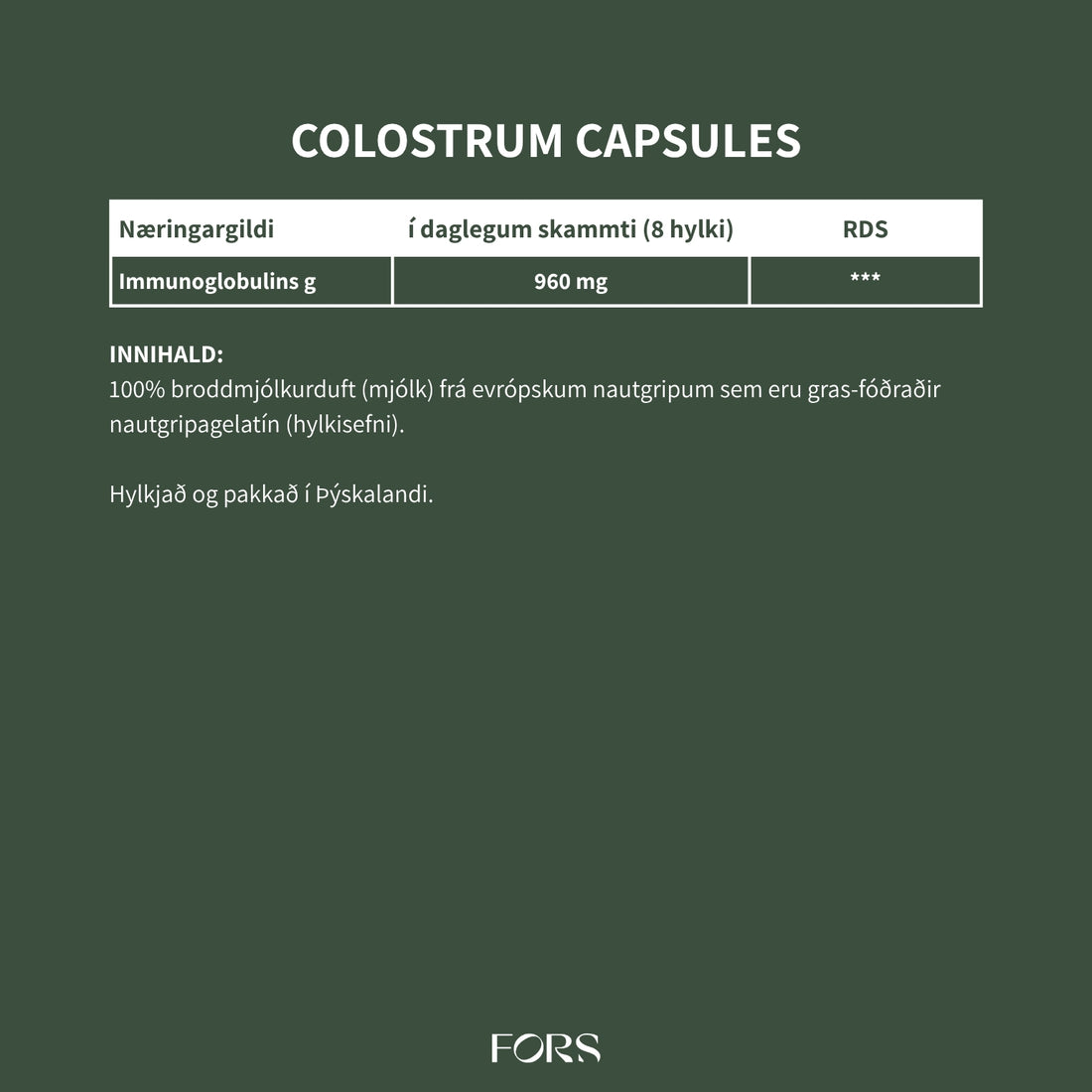 Grass-fed Colostrum hylki