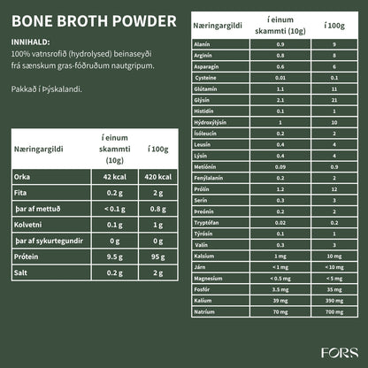 Grass-fed bone broth (beinaseyði)