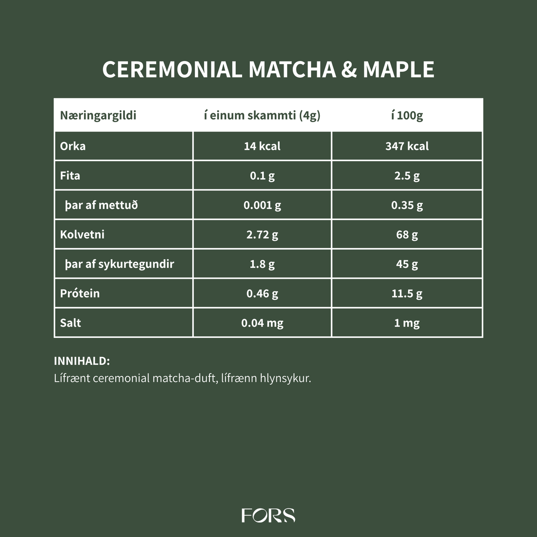 Ceremonial Matcha &amp; Maple