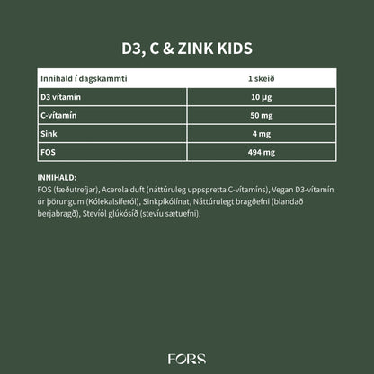 D3, C &amp; Zink Kids Nordbo - vítamín fyrir börn