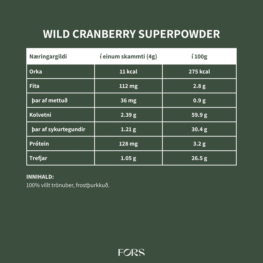 Wild Cranberry Super Powder - Trönuberjaduft - 100g
