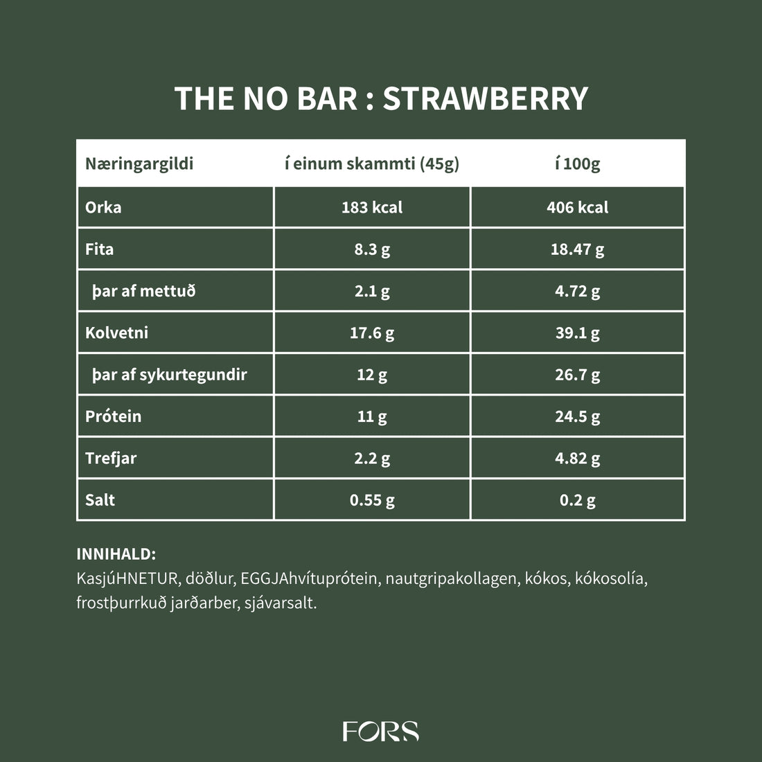 The No Bar - Proteinstykki - Strawberry - 12 Stykki