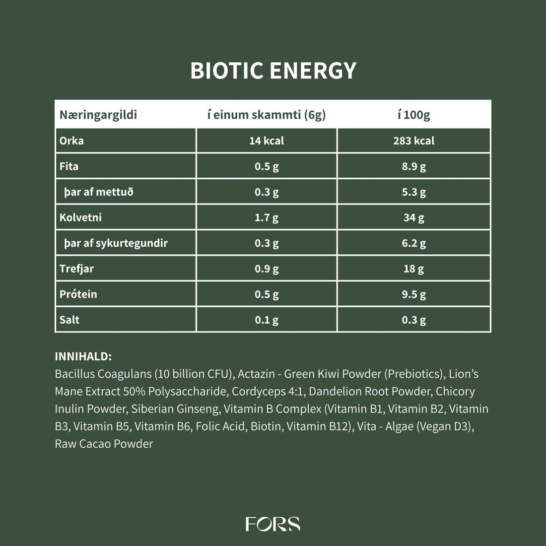 JERMS Biotic Energy - góðgerlar, lífvirkir sveppir &amp; adaptogens