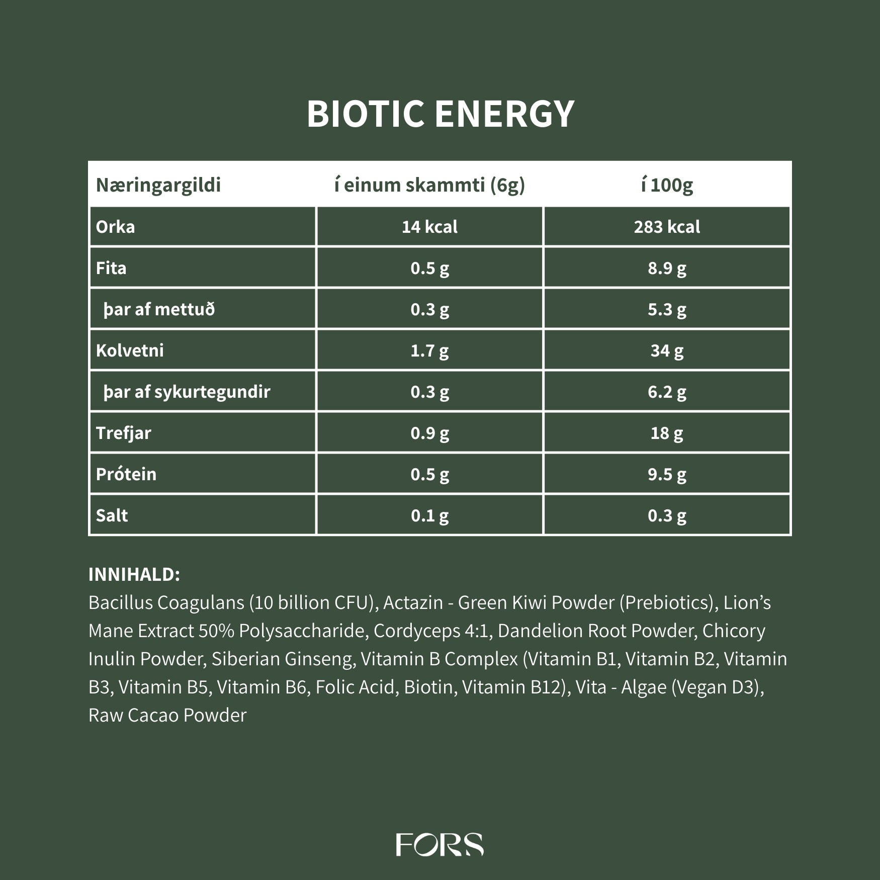 JERMS Biotic Energy - góðgerlar, lífvirkir sveppir &amp; adaptogens