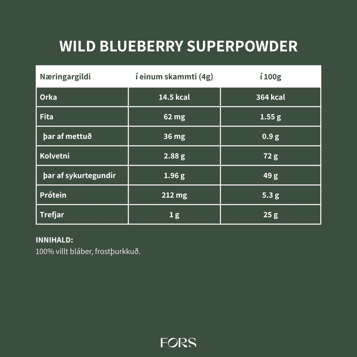 Wild Blueberry Super Powder - Bláberjaduft - 100g