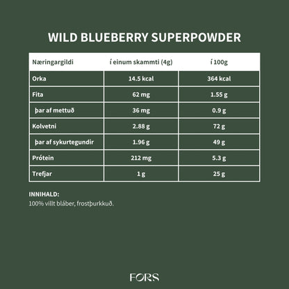 Wild Blueberry Super Powder - Bláberjaduft - 100g